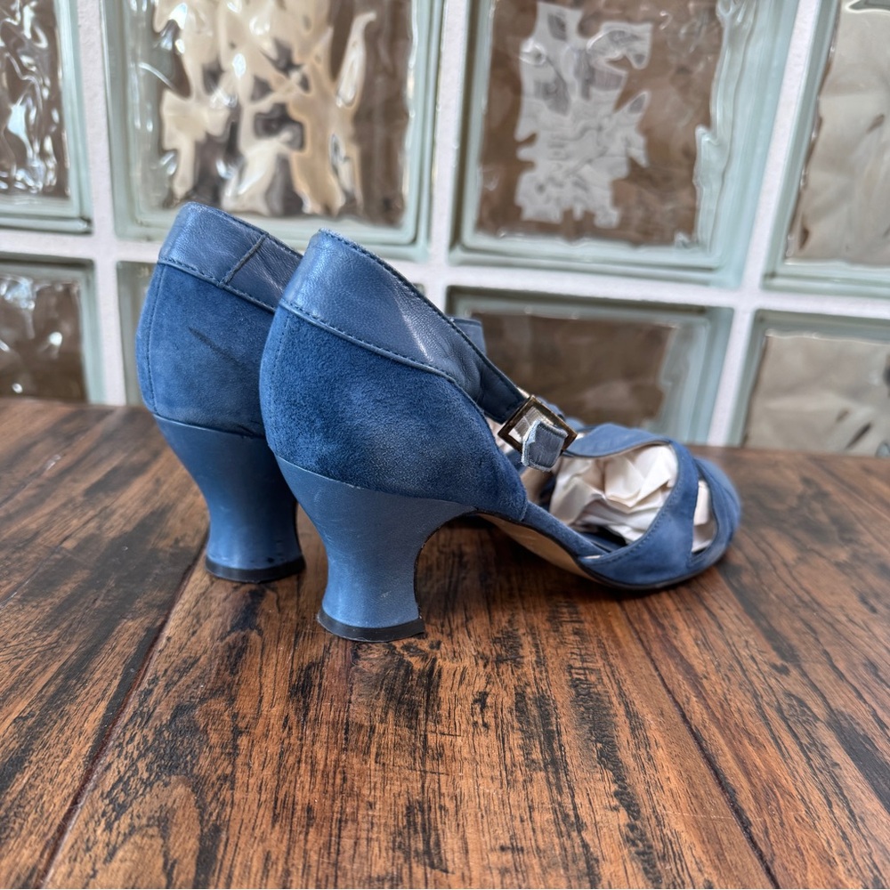 Remix Balboa Blue Retro 1930s Vintage Swing Dance Heels Sandals Pumps 7.5 - Picture 6 of 8